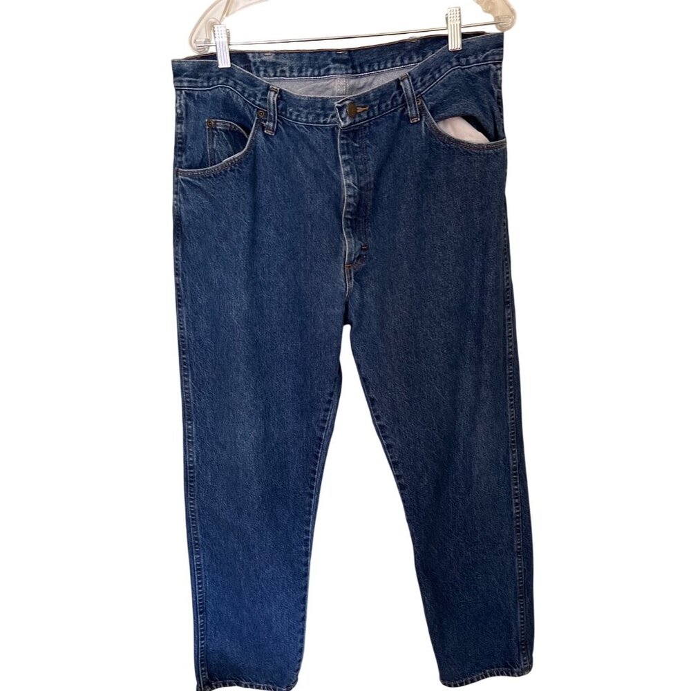 Wrangler Mens Authentic Jeans Comfort Fit 38x30 Blue‎ Denim Cotton